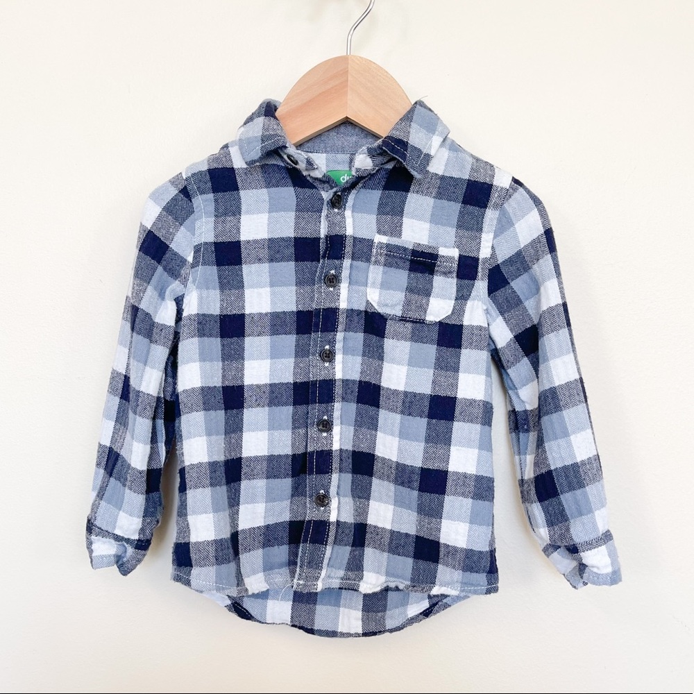 Dip | Toddler Boy Plaid Button Down Blue Size 2T